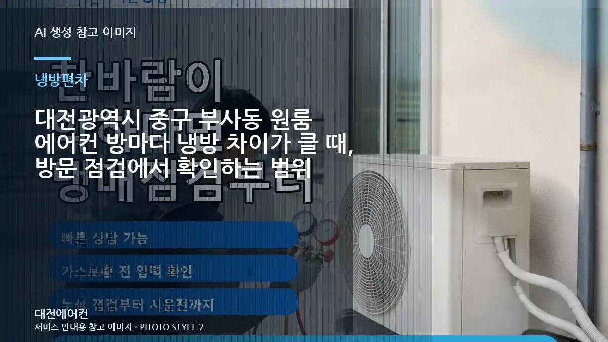 대전광역시 중구 부사동 원룸 에어컨 방마다 냉방 차이가 클 때, 방문 점검에서 확인하는 범위