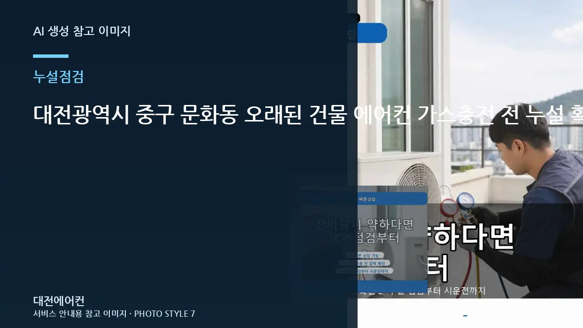 대전광역시 중구 문화동 오래된 건물 에어컨 가스충전 전 누설 확인, 냉매 누설 점검에서 확인할 부분