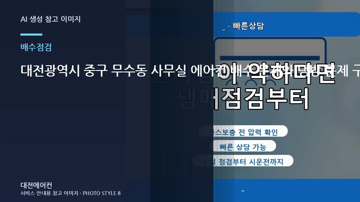 대전광역시 중구 무수동 사무실 에어컨 배수 문제와 냉방 문제 구분, 가스충전 전에 먼저 확인하는 이유