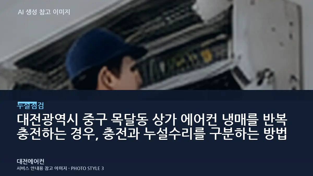 대전광역시 중구 목달동 상가 에어컨 냉매를 반복 충전하는 경우, 충전과 누설수리를 구분하는 방법