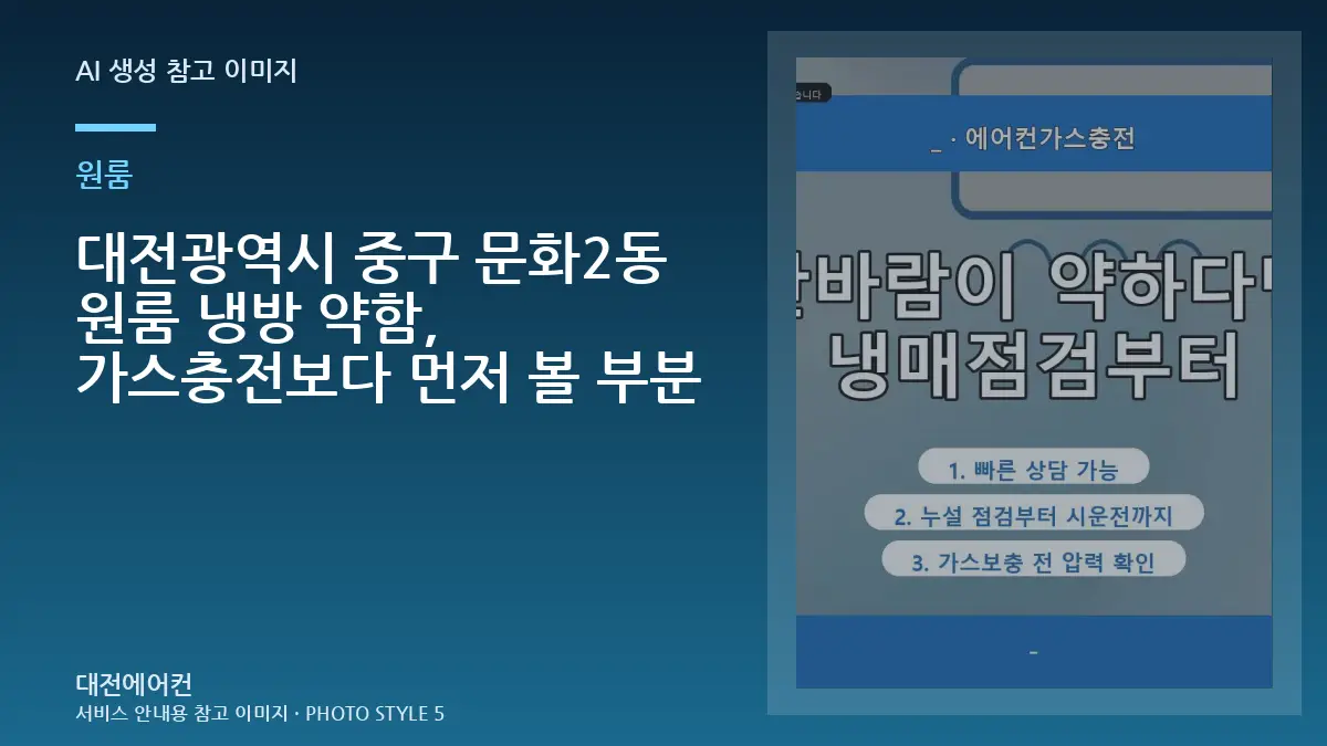대전광역시 중구 문화2동 원룸 냉방 약함, 가스충전보다 먼저 볼 부분