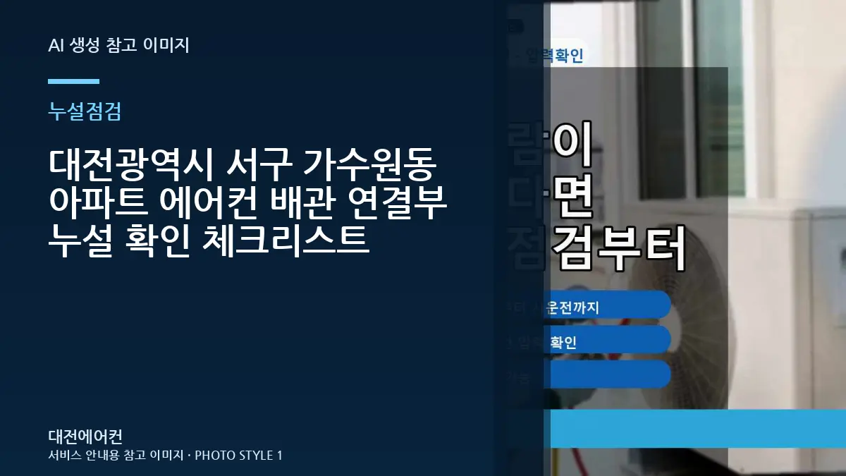 대전광역시 서구 가수원동 아파트 에어컨 배관 연결부 누설 확인 체크리스트