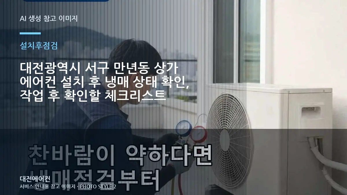 대전광역시 서구 만년동 상가 에어컨 설치 후 냉매 상태 확인, 작업 후 확인할 체크리스트