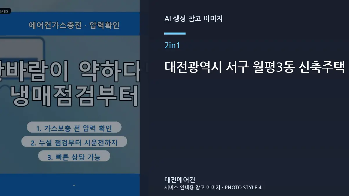 대전광역시 서구 월평3동 신축주택 2in1 냉매 점검, 냉방이 약할 때 먼저 확인할 것