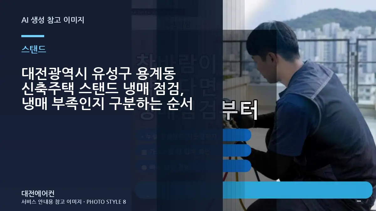 대전광역시 유성구 용계동 신축주택 스탠드 냉매 점검, 냉매 부족인지 구분하는 순서
