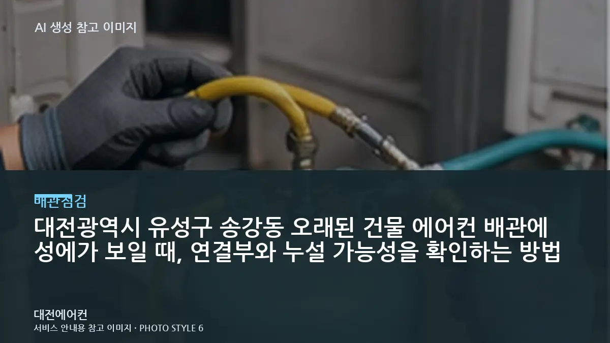대전광역시 유성구 송강동 오래된 건물 에어컨 배관에 성에가 보일 때, 연결부와 누설 가능성을 확인하는 방법