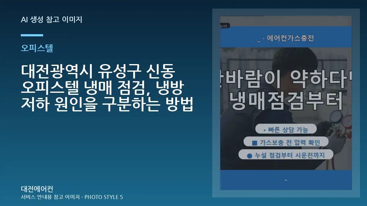 대전광역시 유성구 신동 오피스텔 냉매 점검, 냉방 저하 원인을 구분하는 방법