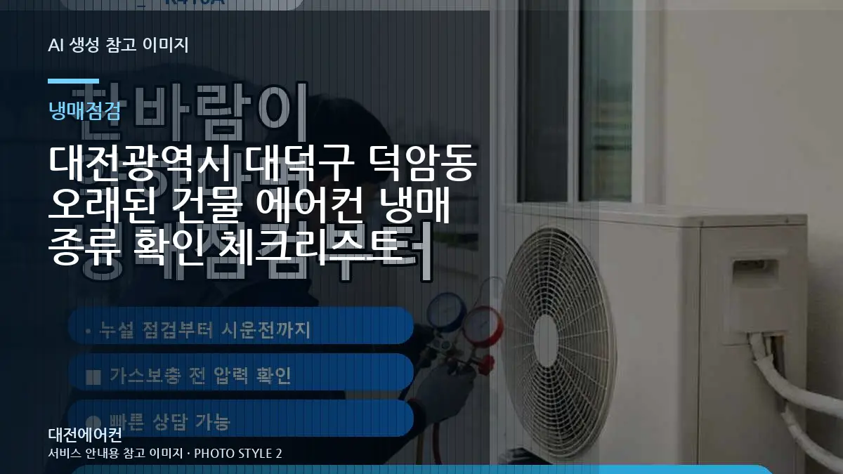 대전광역시 대덕구 덕암동 오래된 건물 에어컨 냉매 종류 확인 체크리스트