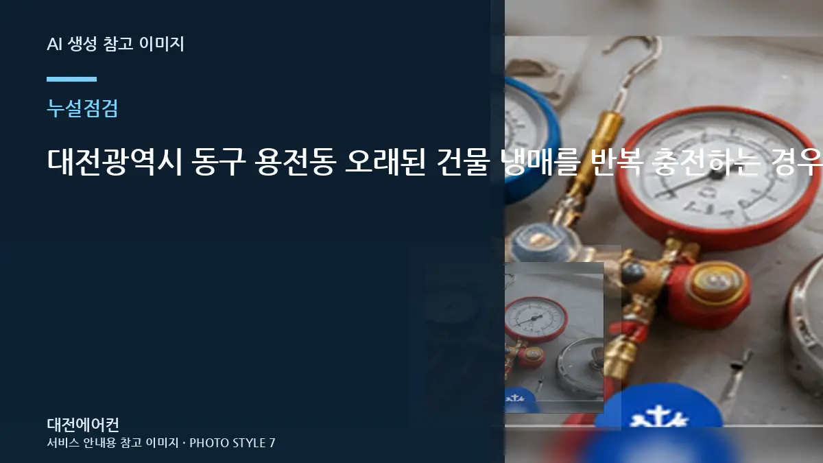 대전광역시 동구 용전동 오래된 건물 냉매를 반복 충전하는 경우, 같은 증상이 반복되지 않게 확인할 것