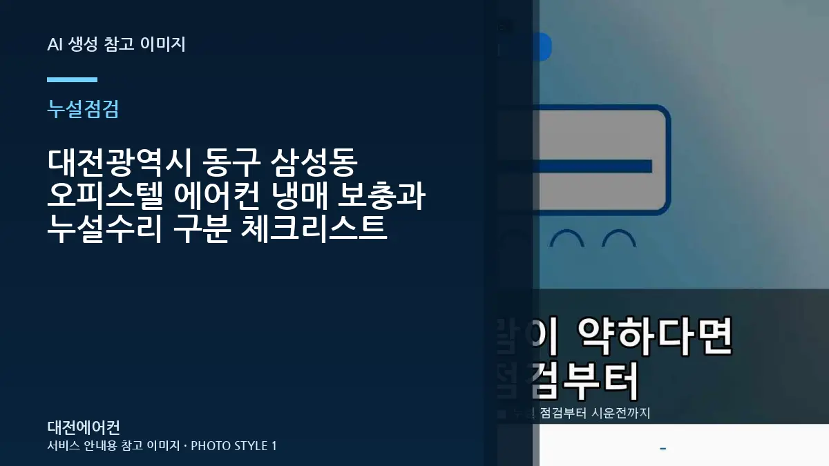 대전광역시 동구 삼성동 오피스텔 에어컨 냉매 보충과 누설수리 구분 체크리스트