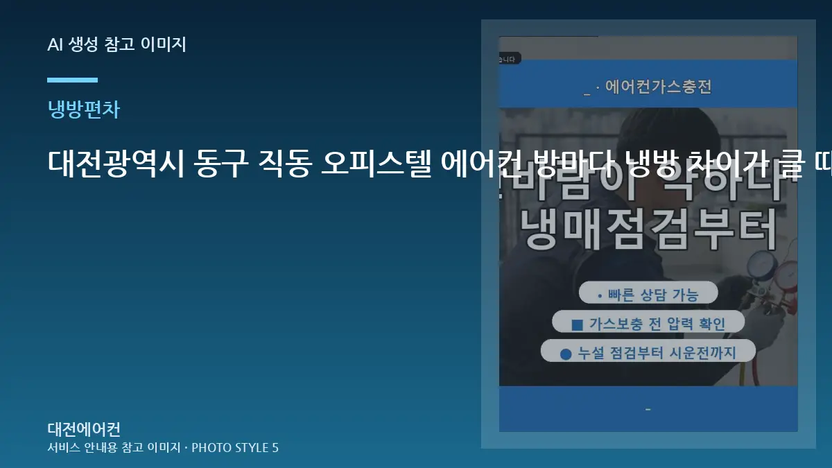 대전광역시 동구 직동 오피스텔 에어컨 방마다 냉방 차이가 클 때, 상담 전에 기록하면 좋은 정보