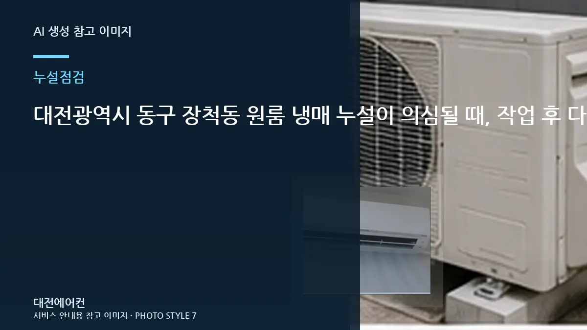 대전광역시 동구 장척동 원룸 냉매 누설이 의심될 때, 작업 후 다시 확인할 신호