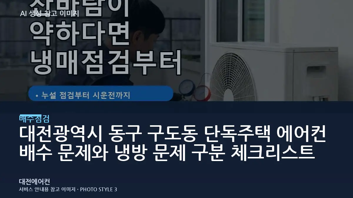 대전광역시 동구 구도동 단독주택 에어컨 배수 문제와 냉방 문제 구분 체크리스트