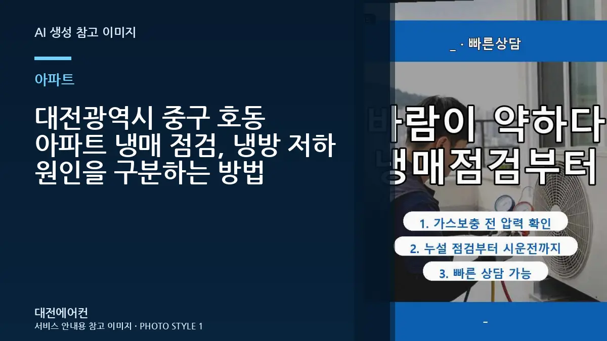 대전광역시 중구 호동 아파트 냉매 점검, 냉방 저하 원인을 구분하는 방법