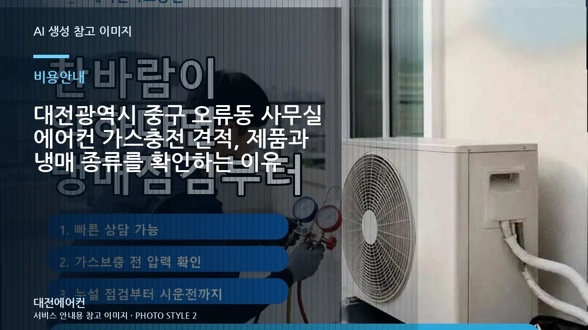 대전광역시 중구 오류동 사무실 에어컨 가스충전 견적, 제품과 냉매 종류를 확인하는 이유